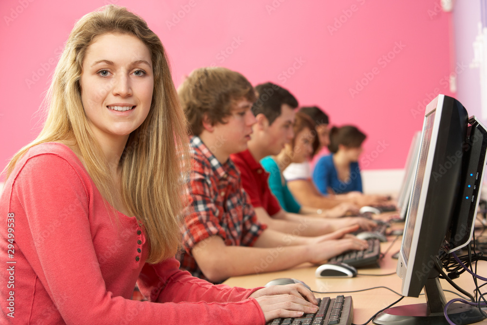 Teenage Students In IT Class Using Computers In Classroom Teenage Students In IT Class Using Computers In Classroom