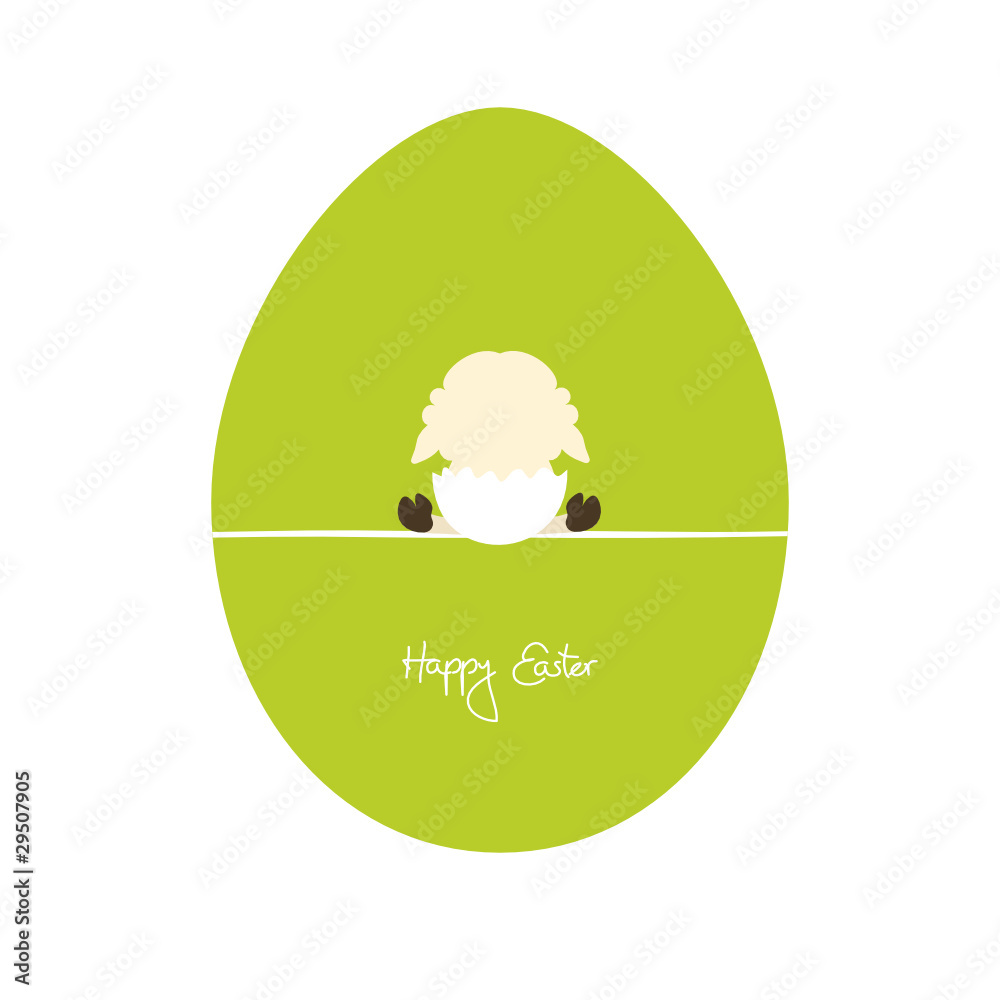 Easter Card Egg Lamb Sitting In Eggshell Easter Card Egg Lamb Sitting In Eggshell