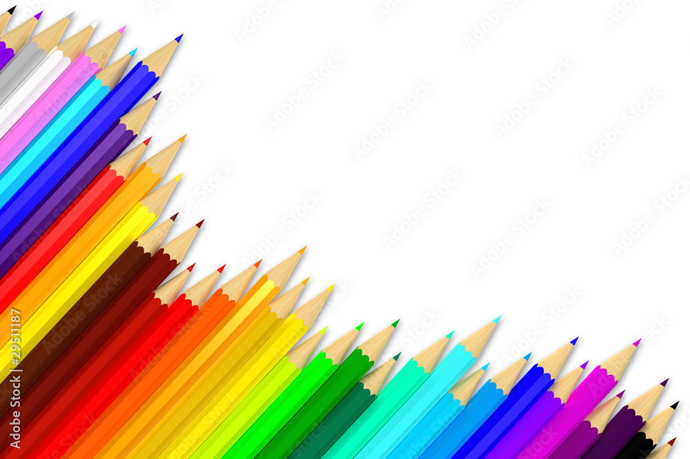 Fototapeta premium Color pencils with shadow on white background