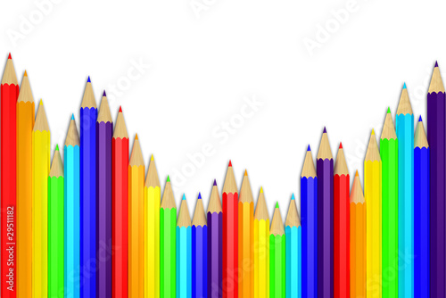 Color pencils with shadow on white background