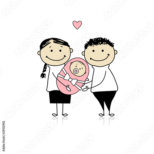 Happy parents with newborn baby