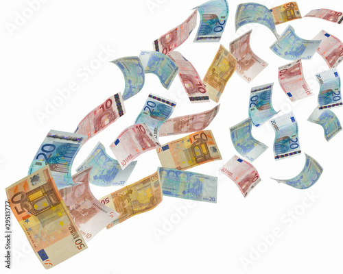 euro notes flying away