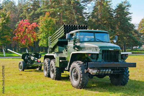 Military vehicle with a gun