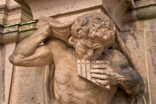 Satyr with panflute on Wallpavillion of Zwinger Palace, Dresden