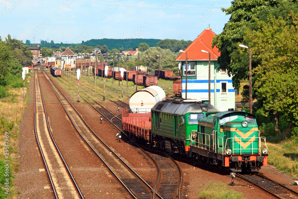 Train shunting at the freight yard