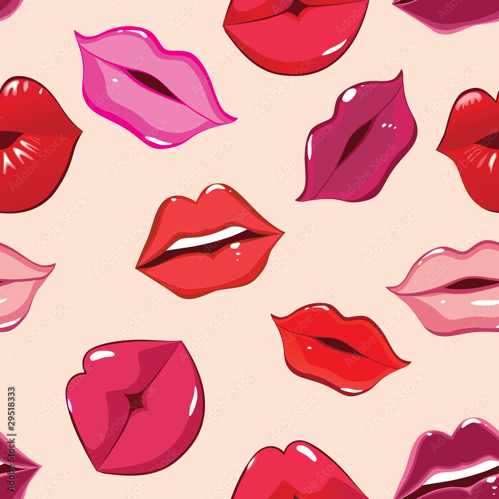 Seamless pattern, print of lips Seamless pattern, print of lips