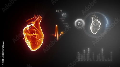 Human heart with pulse trace  and equalizer