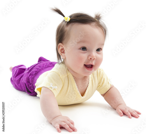 Baby girl on her stomach
