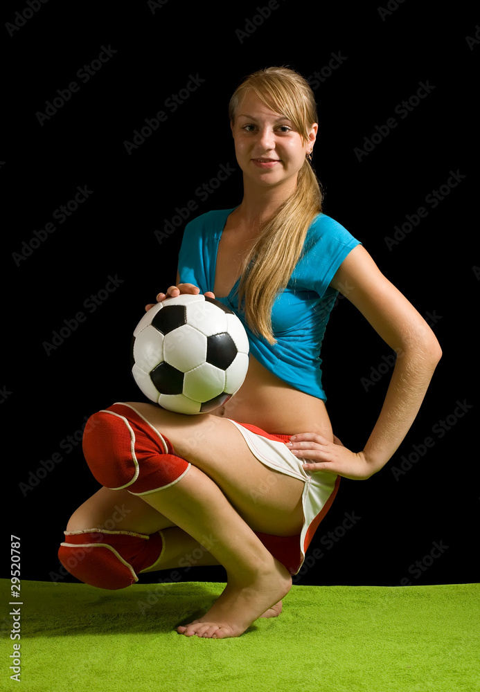 Sexy female football player Stock Photo | Adobe Stock