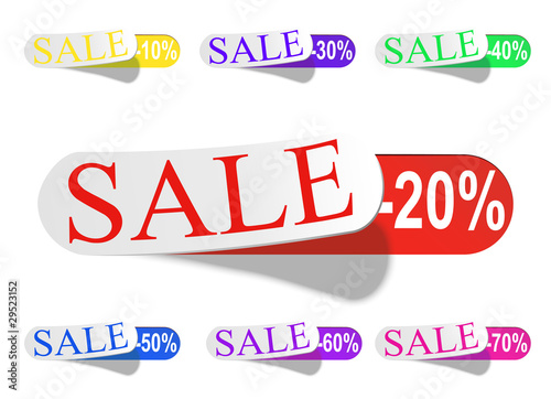 Glossy Retail Sticker Set: Sell And Discount