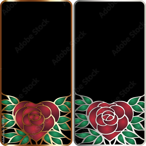 Stainless frame with heart-shaped rose