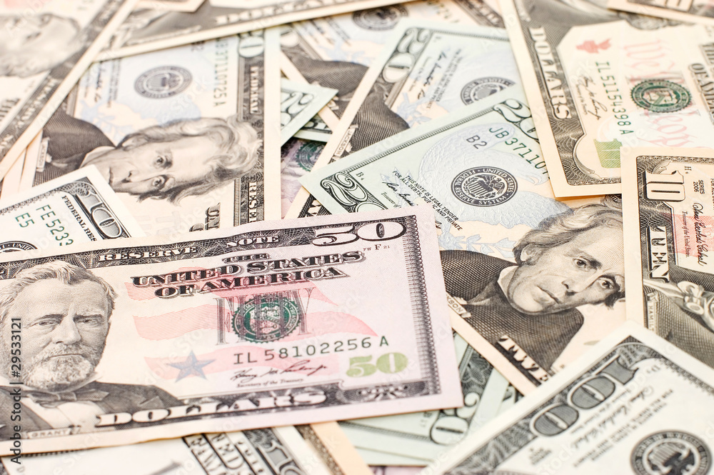 Dollar banknotes, abstract business money background Dollar banknotes, abstract business money background