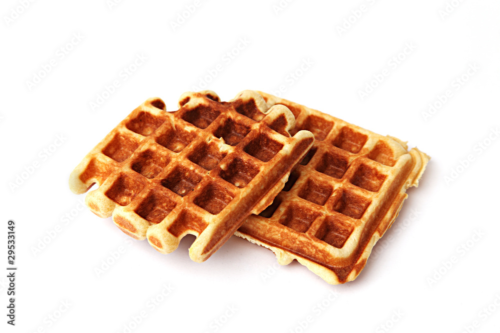 Selbgemachte Waffeln auf weiß isoliert Selbgemachte Waffeln auf weiß isoliert
