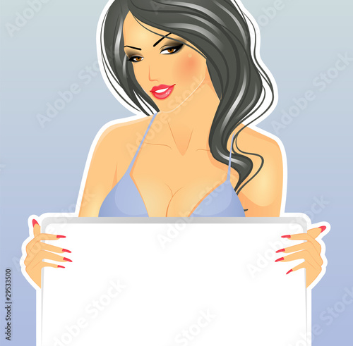 Vector illustration of Women with banner