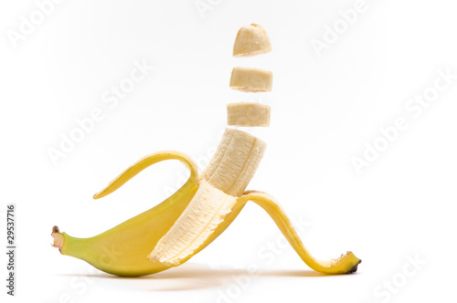 Fliegende Bananenstücke