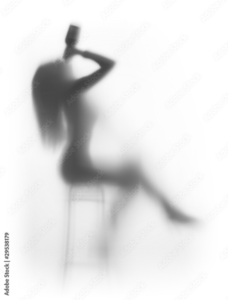 Drunk sitting woman silhouette