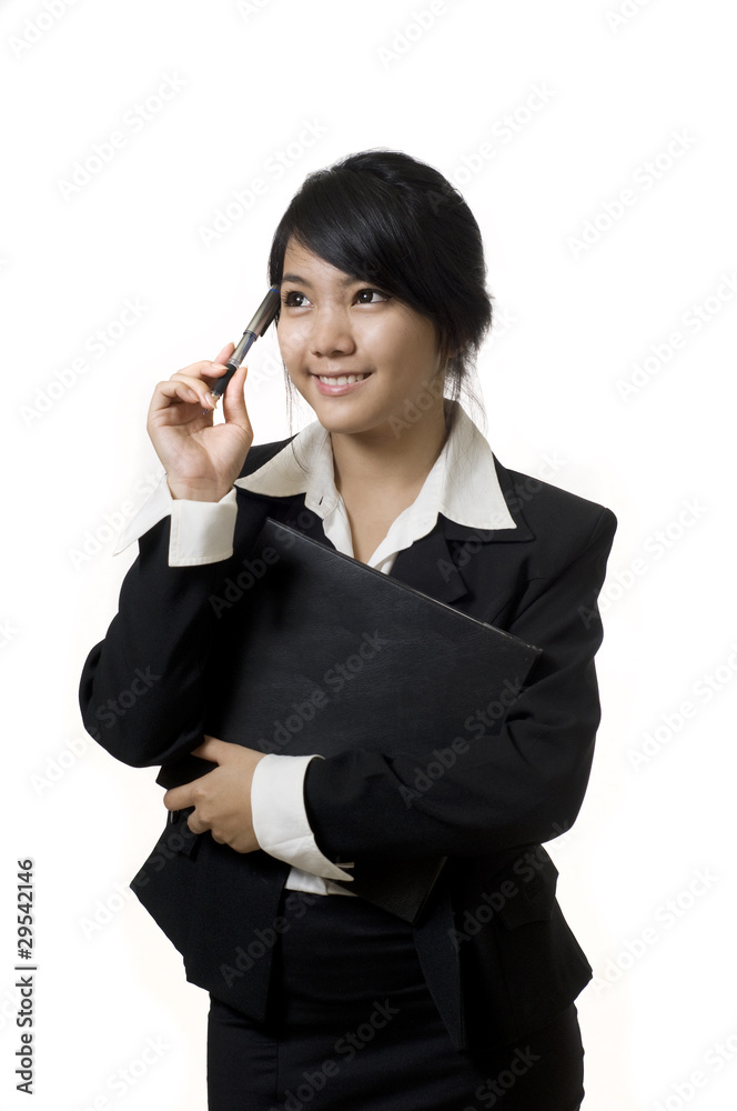 Asian businesswoman thinking about something Asian businesswoman thinking about something