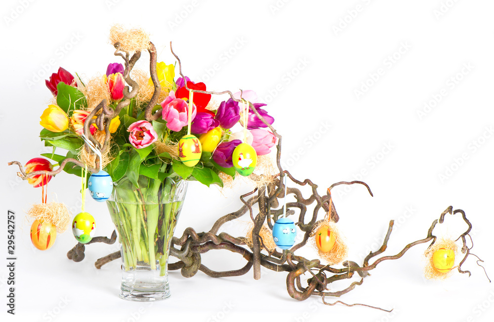 colorful easter bouquet of tulips