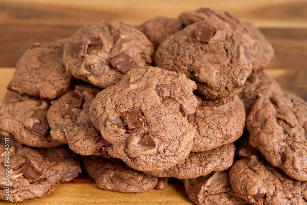 batch of double chocolate cookies batch of double chocolate cookies