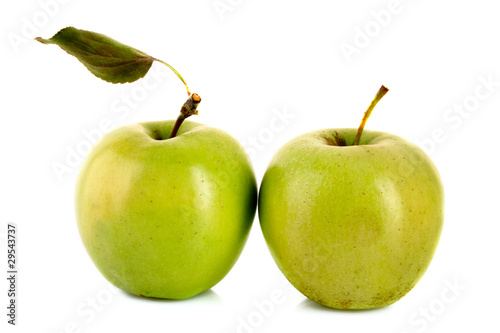 Fresh green tasty apple isolated on white