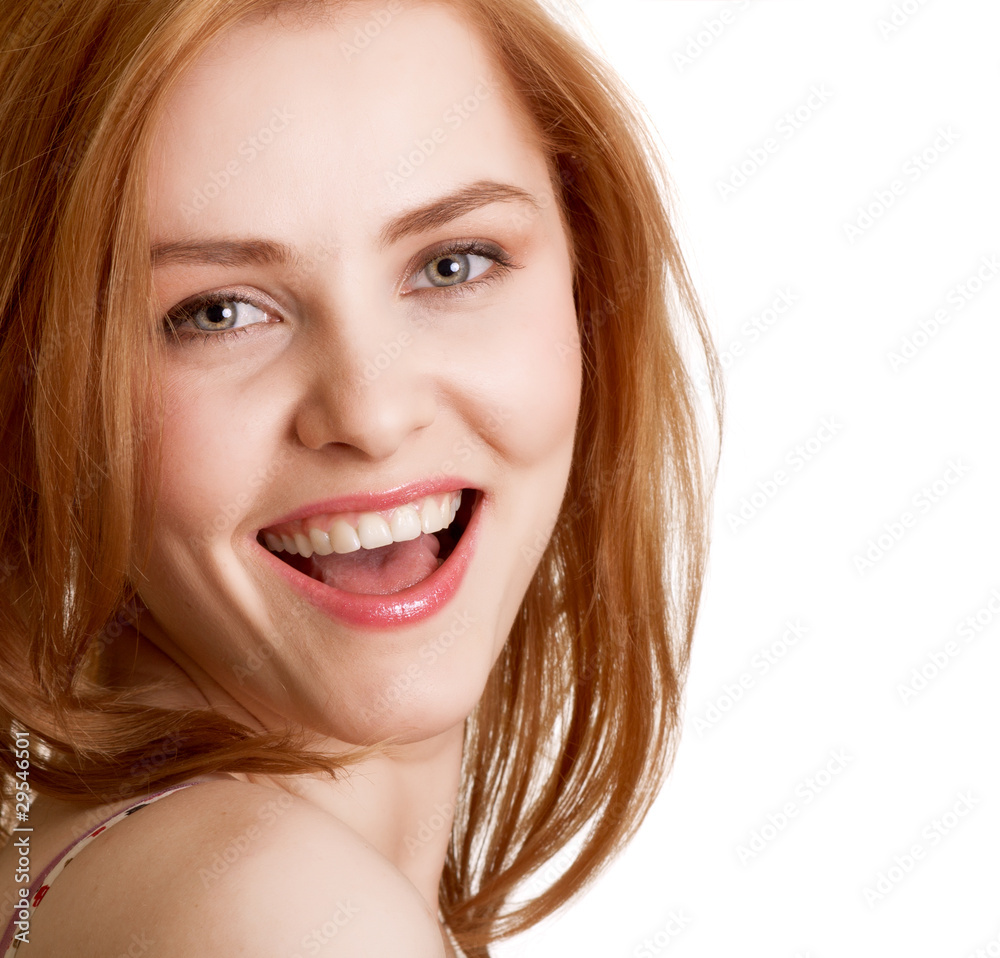 attractive smiling woman portrait on white background attractive smiling woman portrait on white background