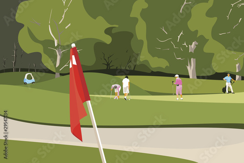 Seniors Playing Golf