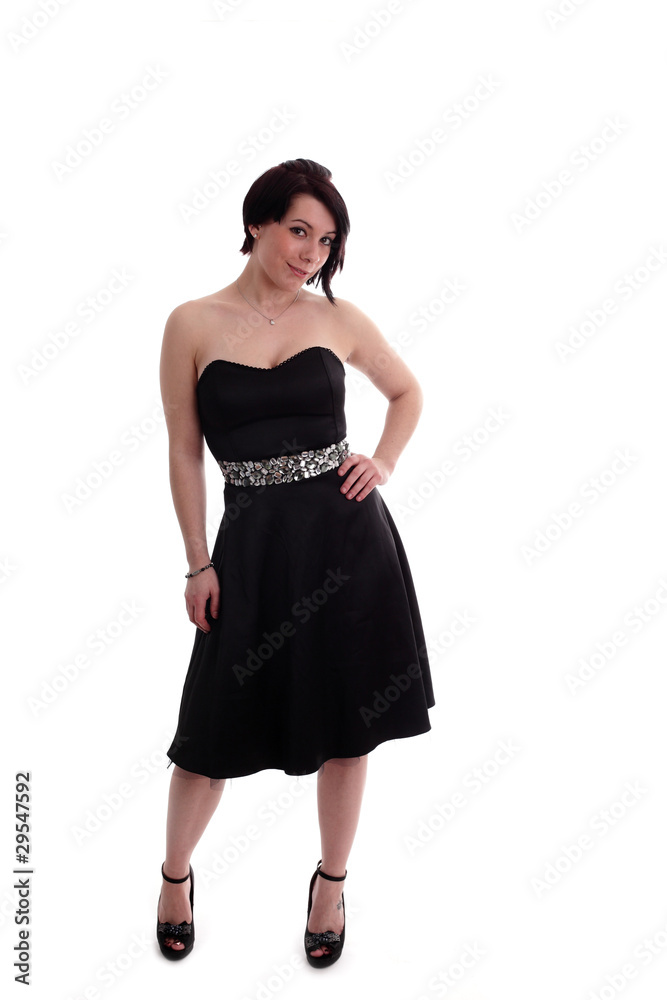 Cute twenties girl in a black dress