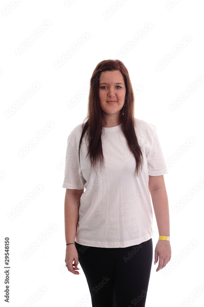 Blank white shirt teen girl, ready for your text or design Blank white shirt teen girl, ready for your text or design