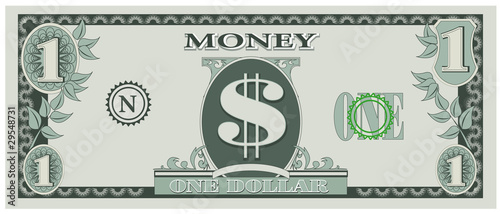 Vector illustration of game money - one dollar bill photo