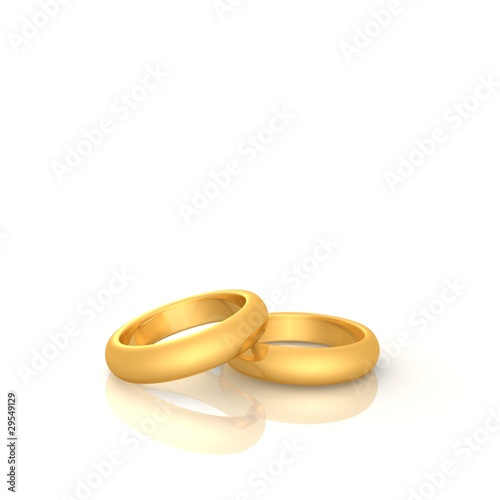 A pair of gold wedding rings - a 3d image