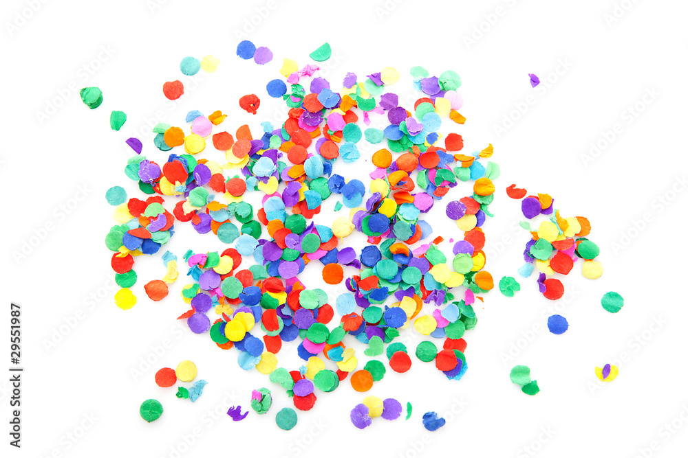 colorful confetti over white background