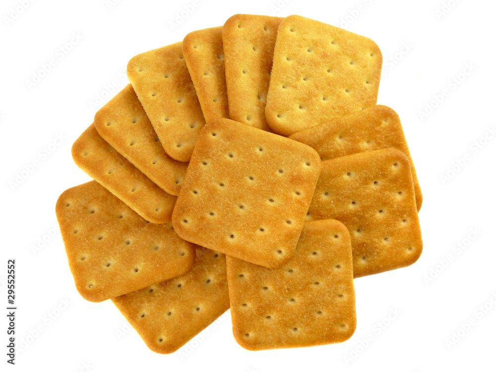 Tasty crackers with salt isolated on a white background Tasty crackers with salt isolated on a white background