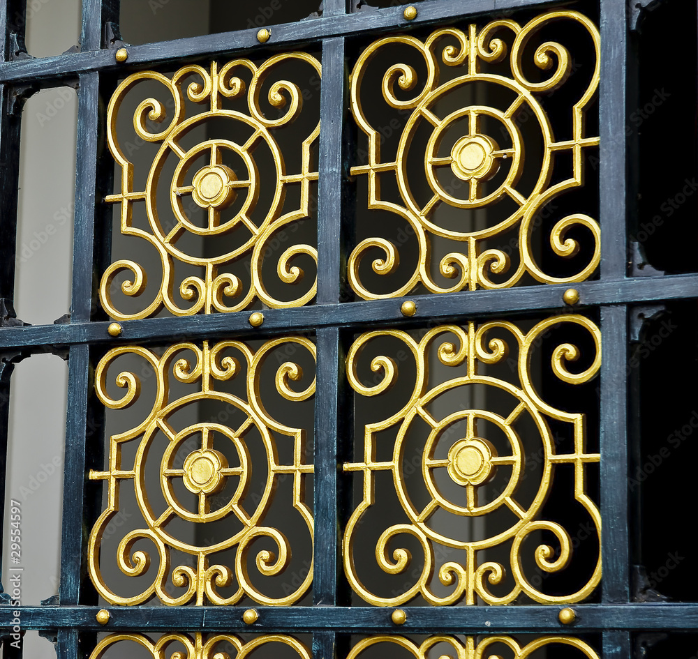 Patterns on the steel door.