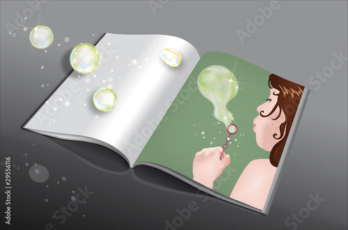 libro con bimba e bolle