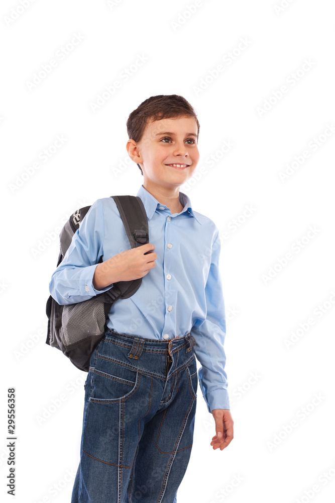 Fototapeta premium School kid with backpack