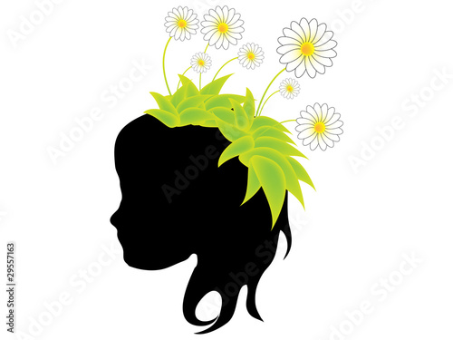 Girl with flower on her head