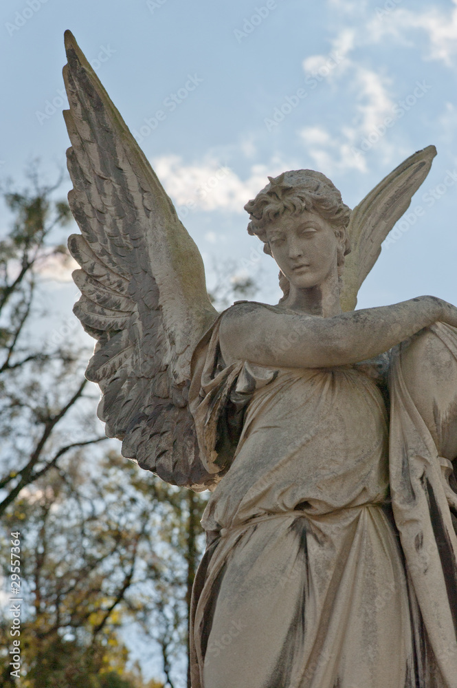 Monument to an angel on a cemetery