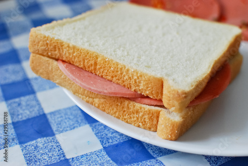 white bread bologna ham sandwich