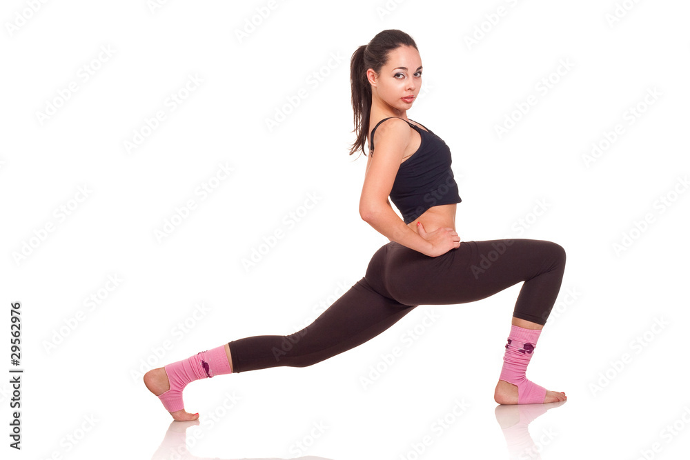 young girl doing a fitness exercises young girl doing a fitness exercises