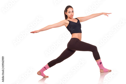 young girl doing a fitness exercises
