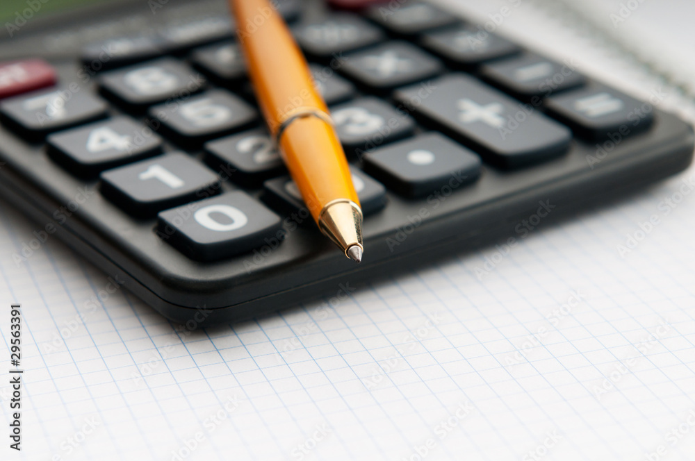 Business concept with accounting calculator Business concept with accounting calculator
