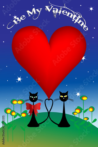 Valentine's Day illustration with cats