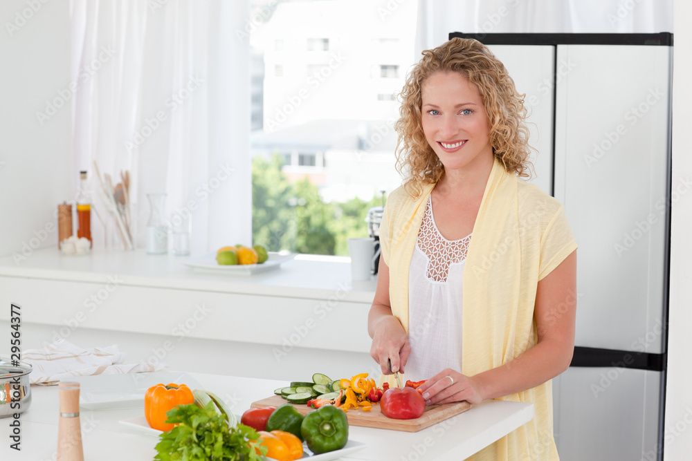 Joyful woman looking at the camera