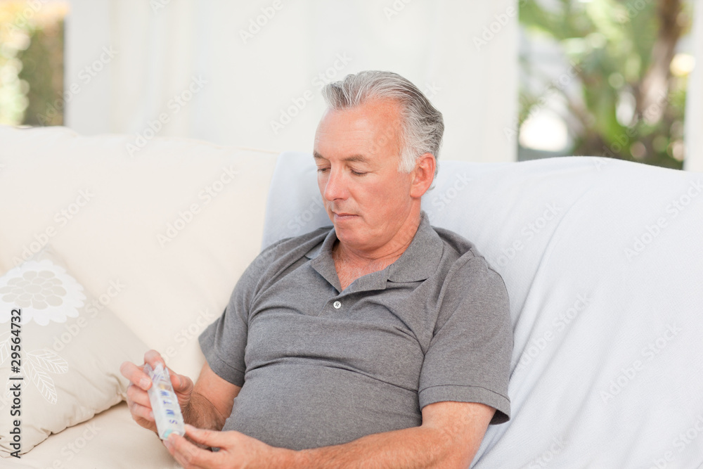 Senior with pills at home Senior with pills at home