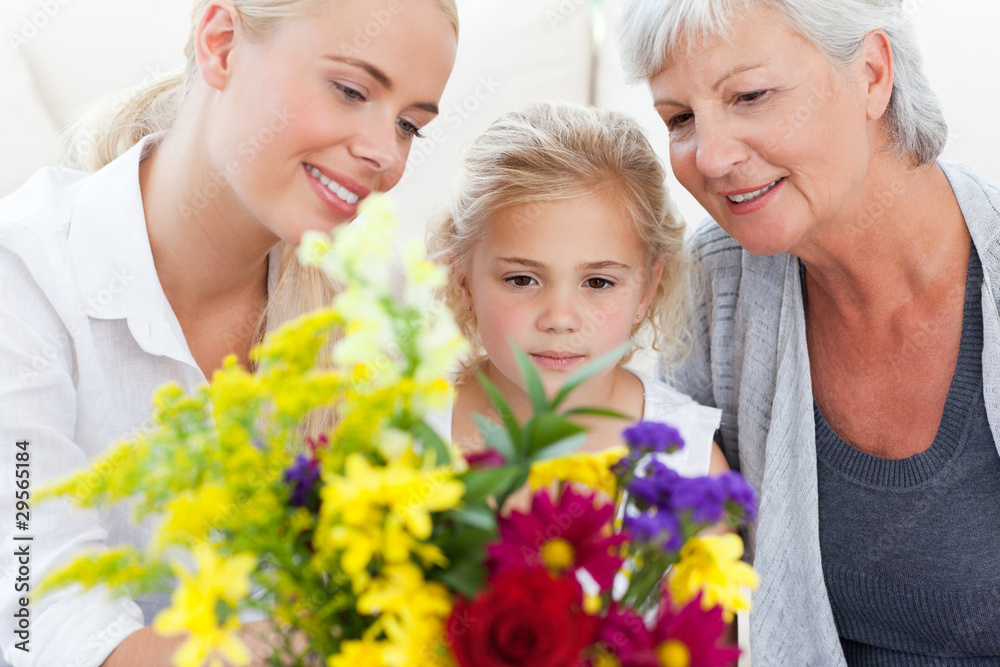 Radiant family with flowers Radiant family with flowers