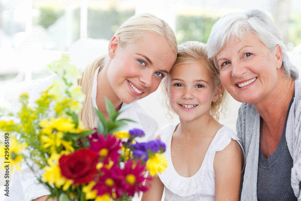 Radiant family with flowers Radiant family with flowers