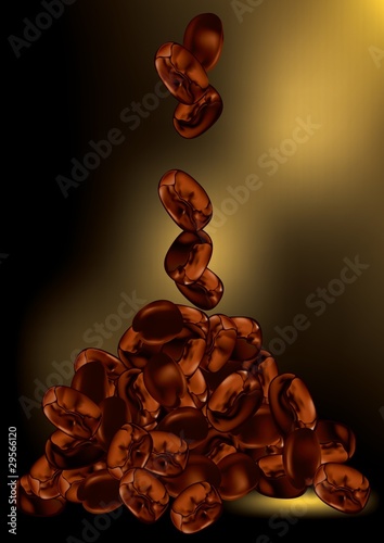 Coffee beans with a dark background