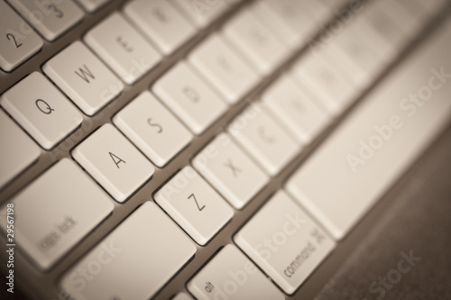 Close up of the letters Q A and Z on a modern computer keyboard