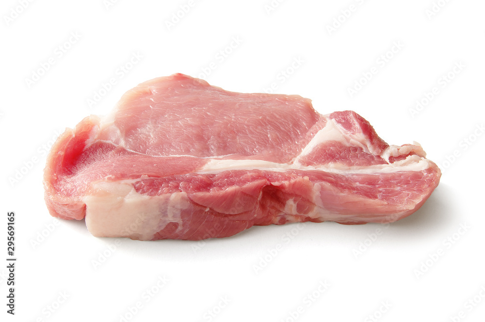 Raw pork isolated on white