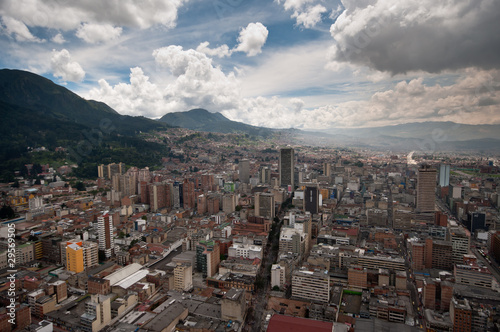 View from above of downtown Bogota in Colombia